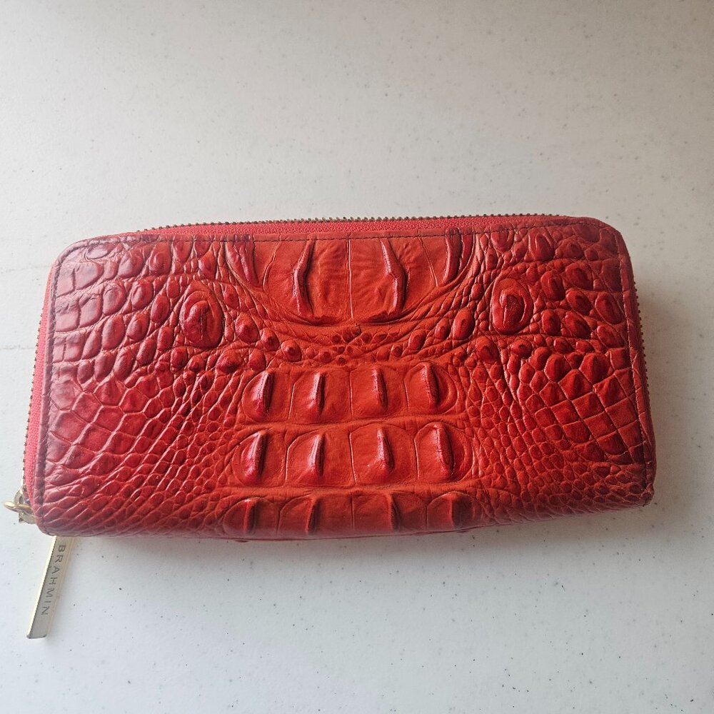 NWOT Brahmin Double Zip Around Wallet Clutch Poppy Melbourne